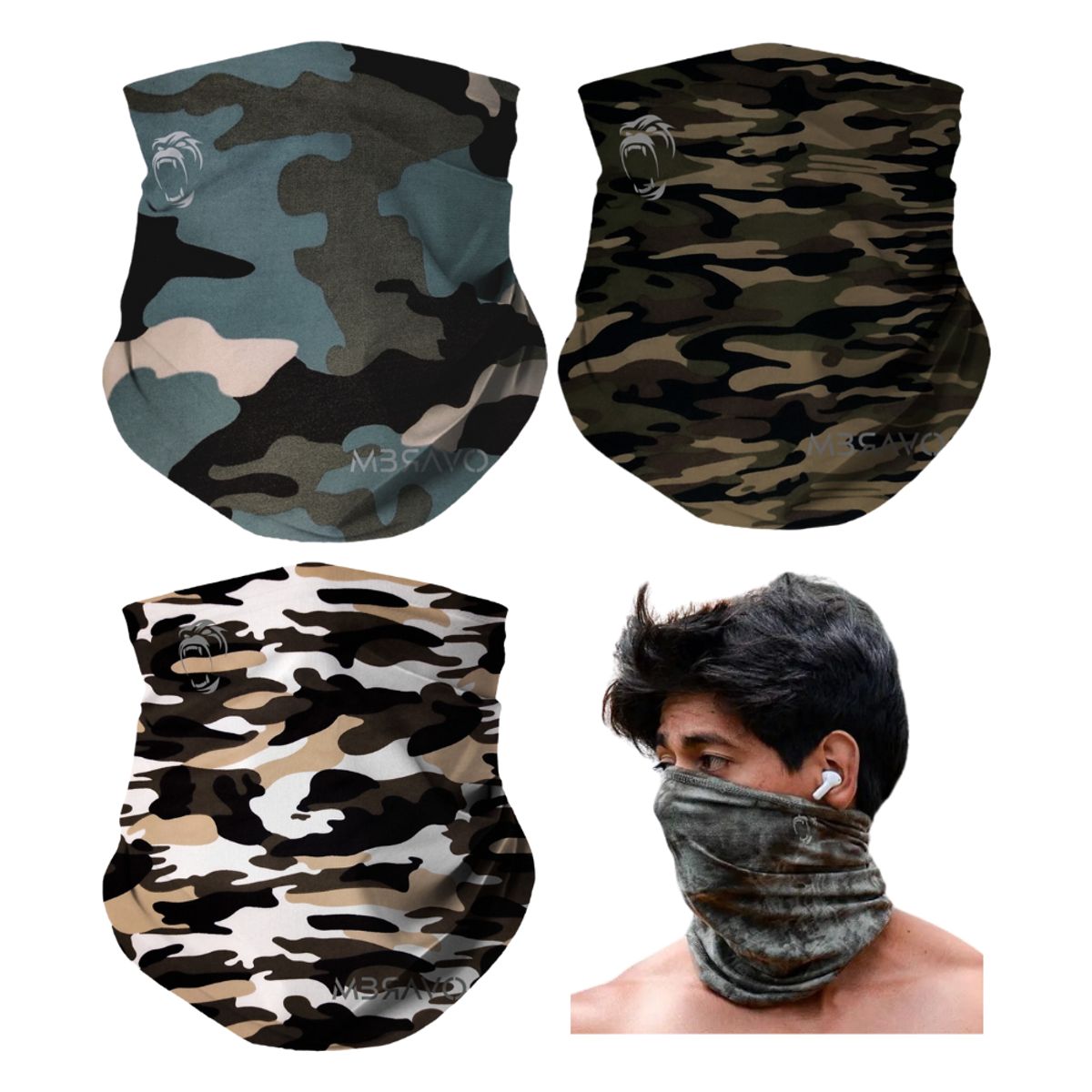 GENERICO - Pack x3 Cuellera Bandana PB01 Tubular Deportiva Antialergica Para Deporte