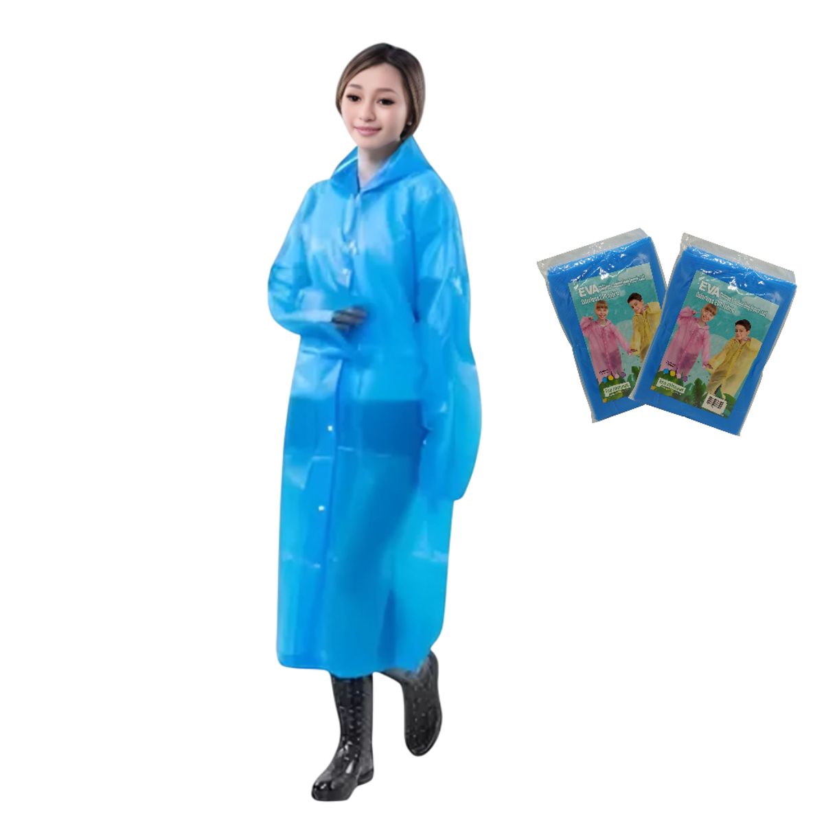 GENERICO - Pack x2 Poncho Impermeable con capucha y botones para niños y jóvenes