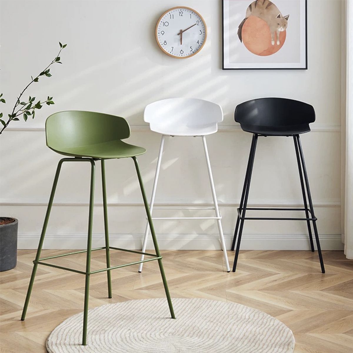 DECORPLAS - Banco de Bar Alto Venecia Fijo Color Verde Decorplas