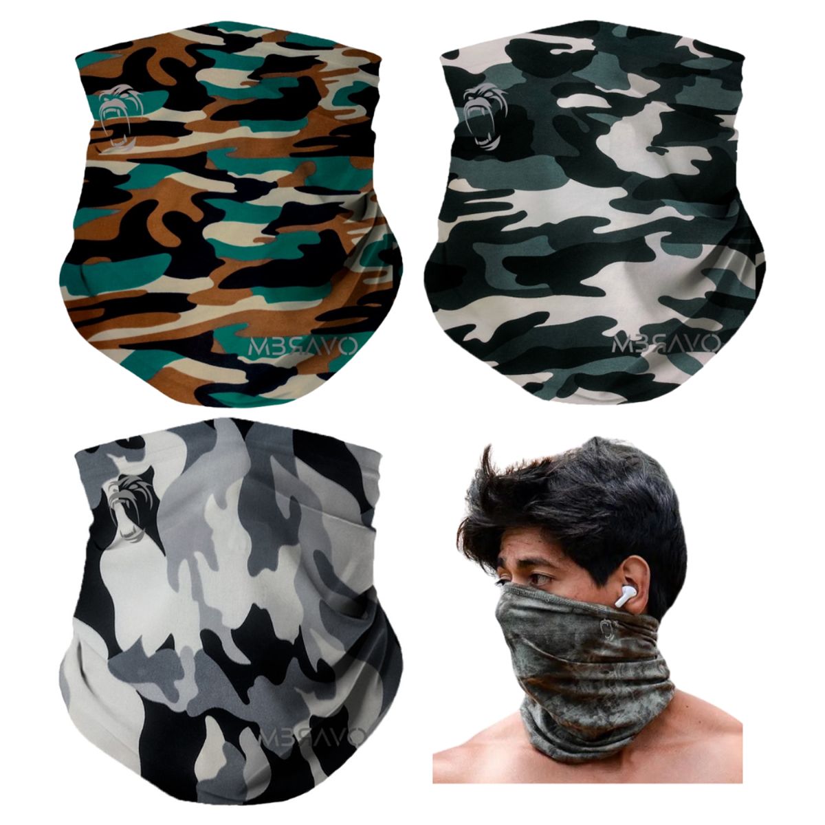 GENERICO - Pack x3 Cuellera Bandana PB09 Deportiva Antialergica Para Deporte