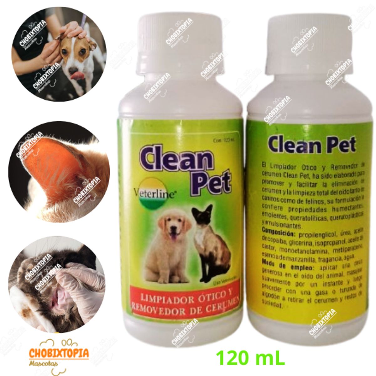 GENERICO - LIMPIADOR OTICO CLEAN PET PERROS Y GATOS x 120 ML
