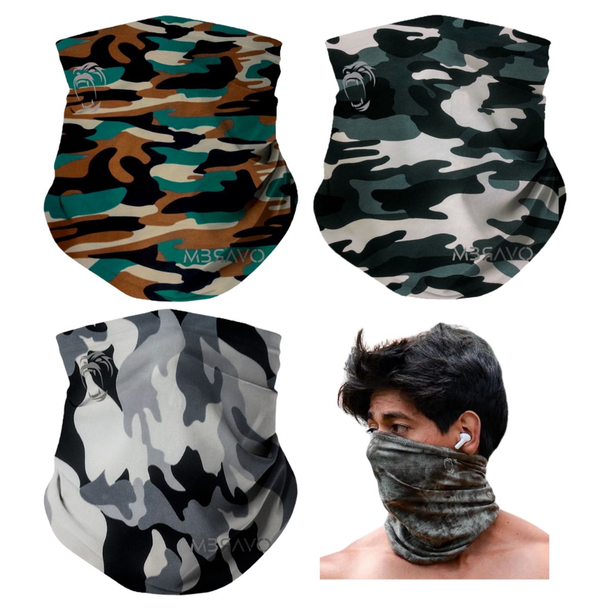 GENERICO - Pack x3 Cuellera Bandana PB10 Deportiva Antialergica Para Deporte