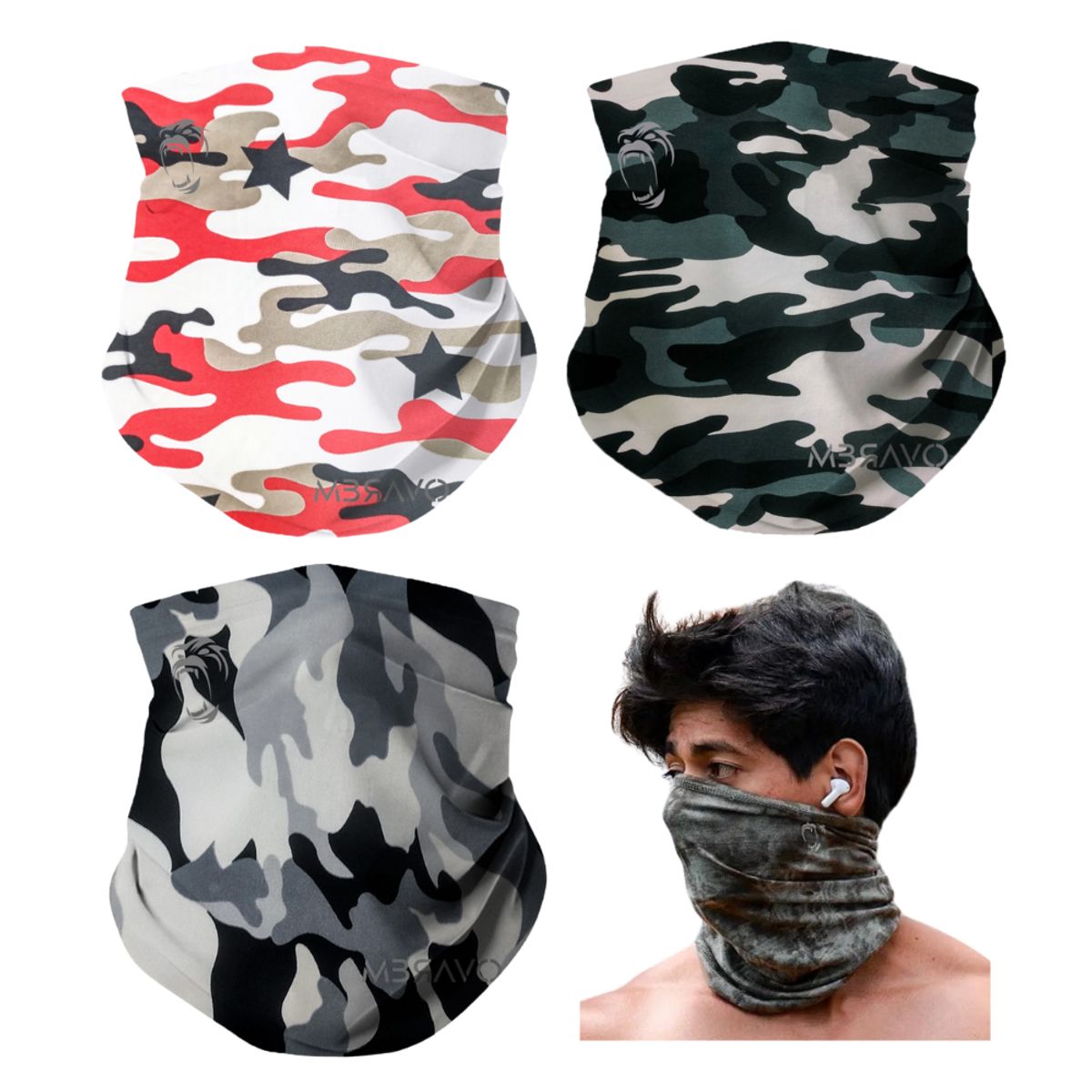 GENERICO - Pack x3 Cuellera Bandana PB12 Deportiva Antialergica Para Deporte