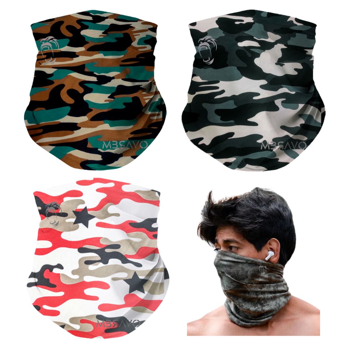 GENERICO - Pack x3 Cuellera Bandana PB13 Deportiva Antialergica Para Deporte