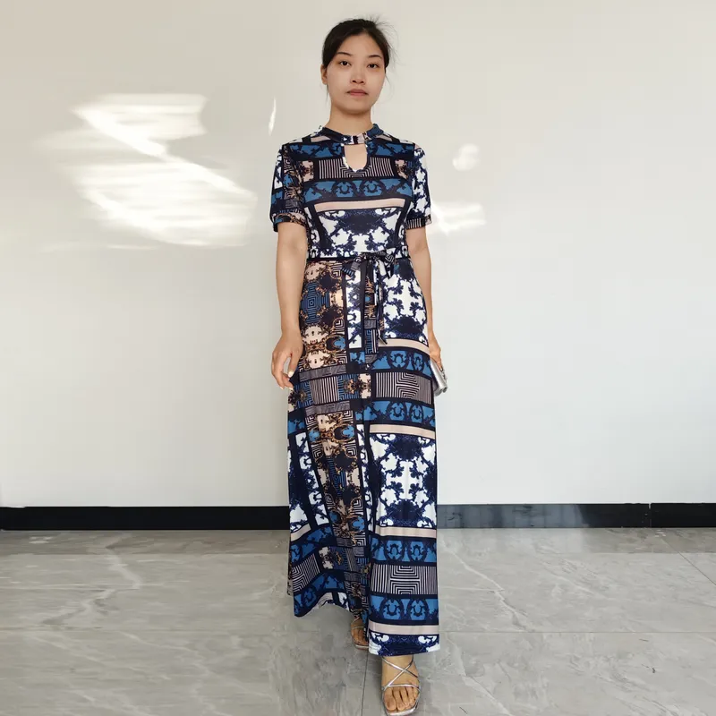 RINODERINA - Vestido Largo Casual Estampado Moda Mujer