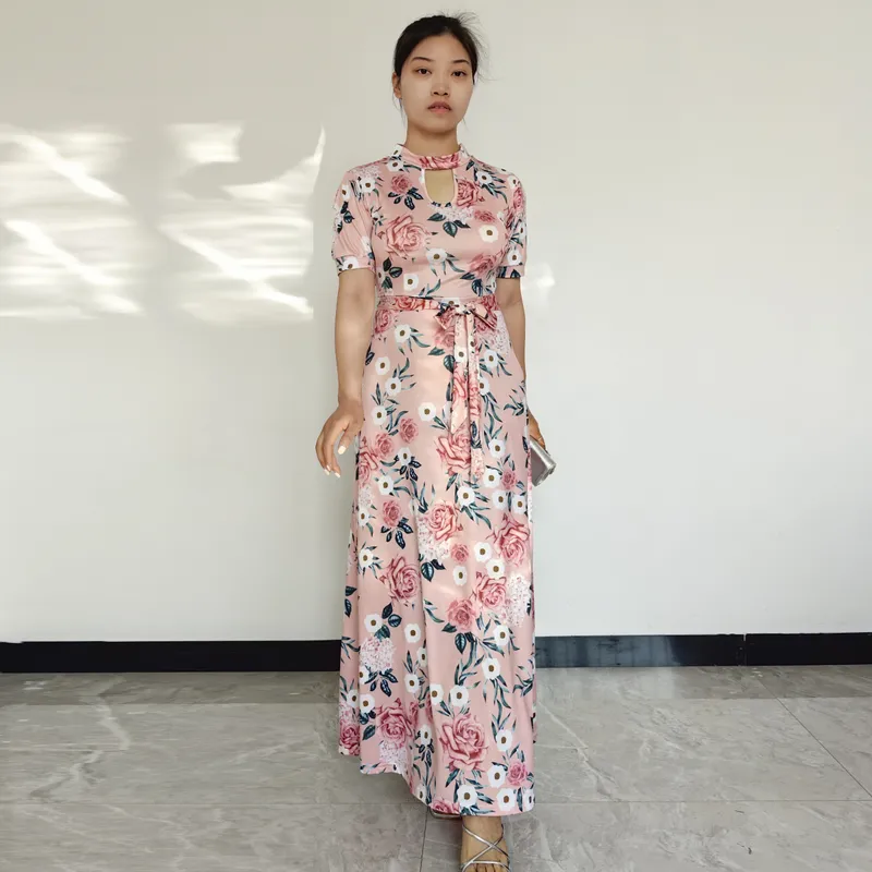 RINODERINA - Vestido Largo Casual Estampado Moda Mujer