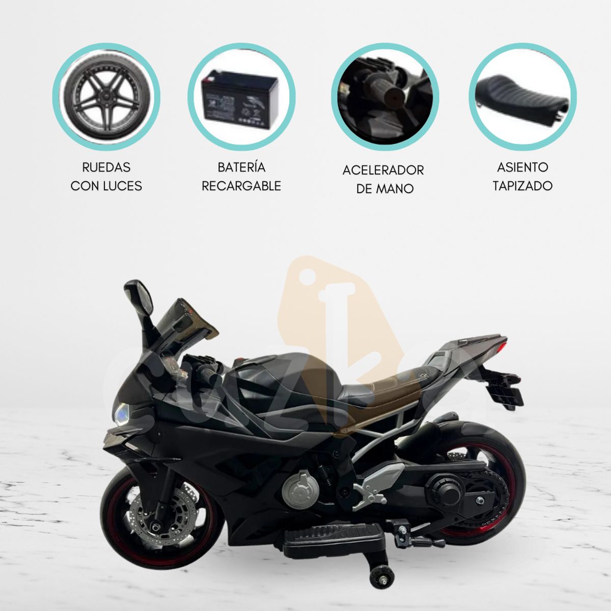 CUZKA - Moto a Batería 24 VLT para Niños «HALCÓN» Black