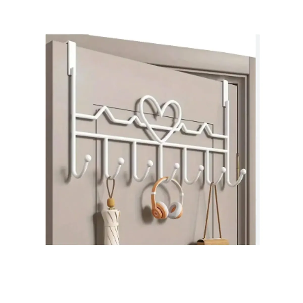 GENERICO - Perchero para colgar sobre la puerta blanco