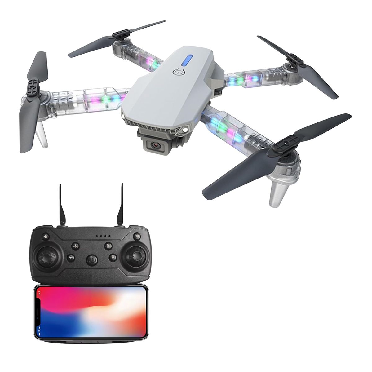 BUYPAL - Dron Inalámbrico Dual Luces RGB FULL HD