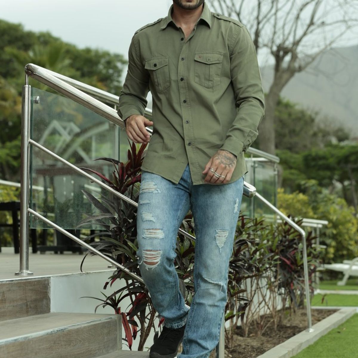 ZOHAR - CAMISA  PARA HOMBRE - GABRIEL SNAAX - VERDE MILITAR