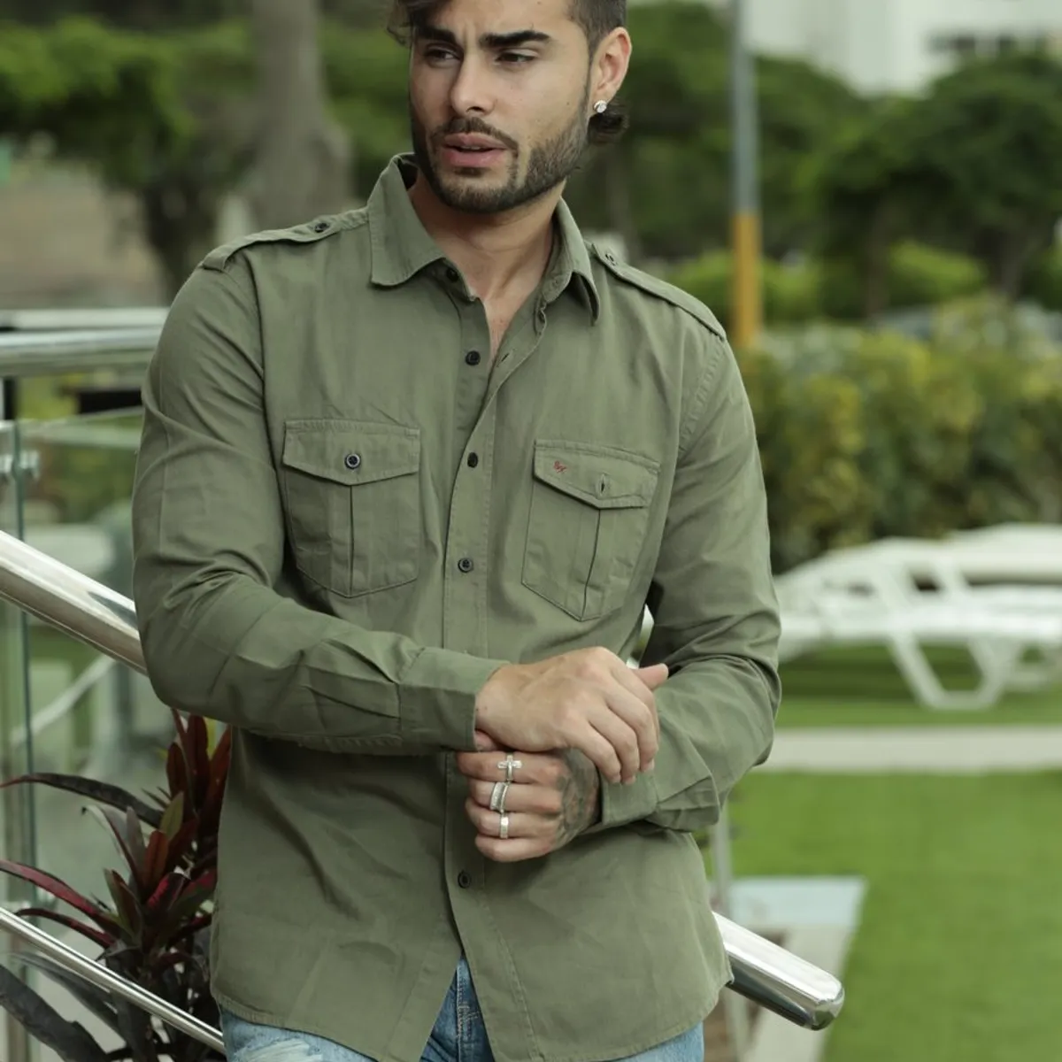 ZOHAR - CAMISA  PARA HOMBRE - GABRIEL SNAAX - VERDE MILITAR