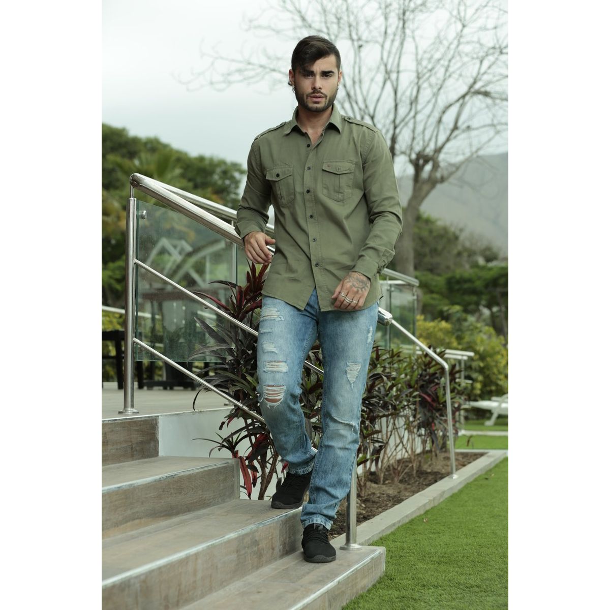 ZOHAR - CAMISA  PARA HOMBRE - GABRIEL SNAAX - VERDE MILITAR