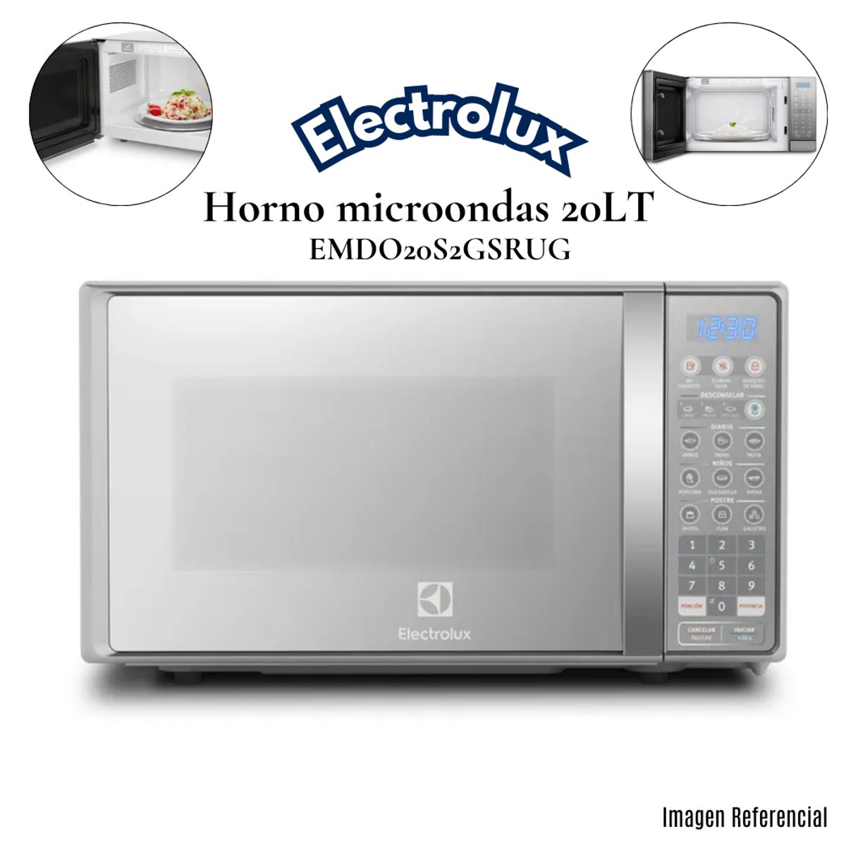 ELECTROLUX - Horno Microondas Electrolux de 20Lt EMDO20S2GSRUG