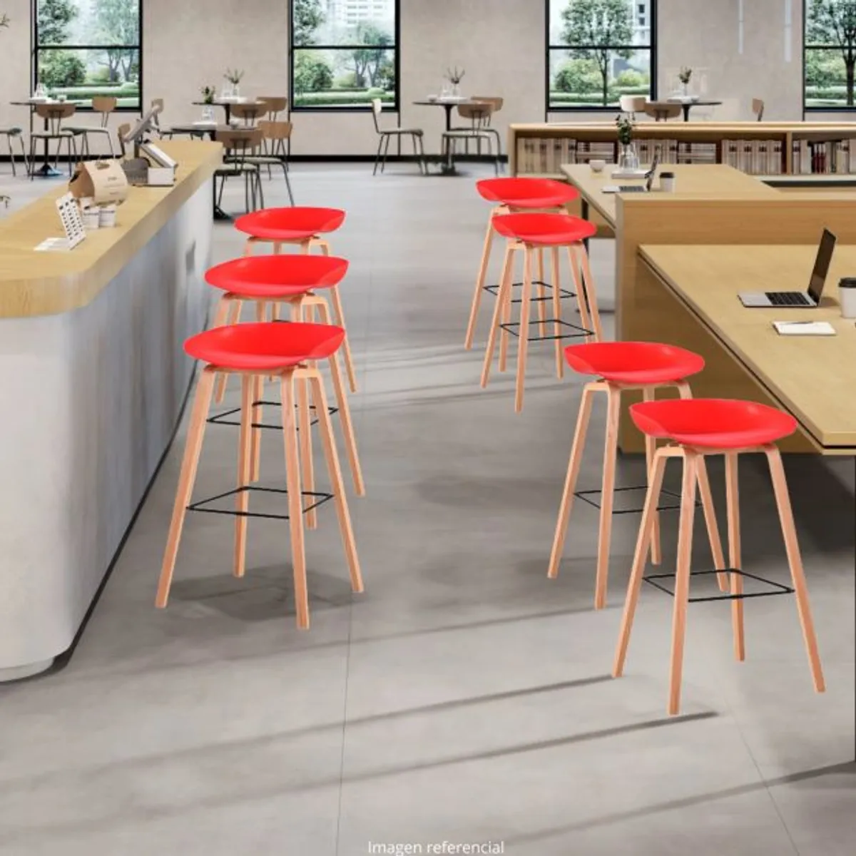 DECORPLAS - Banco Alto de Bar Aruba Fijo Color Rojo Decorplas