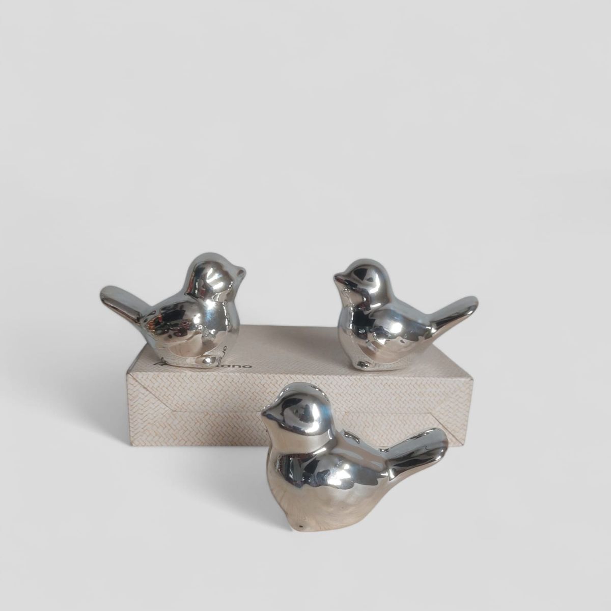 GENERICO - Conjunto de 3 Pajaritos Plateados