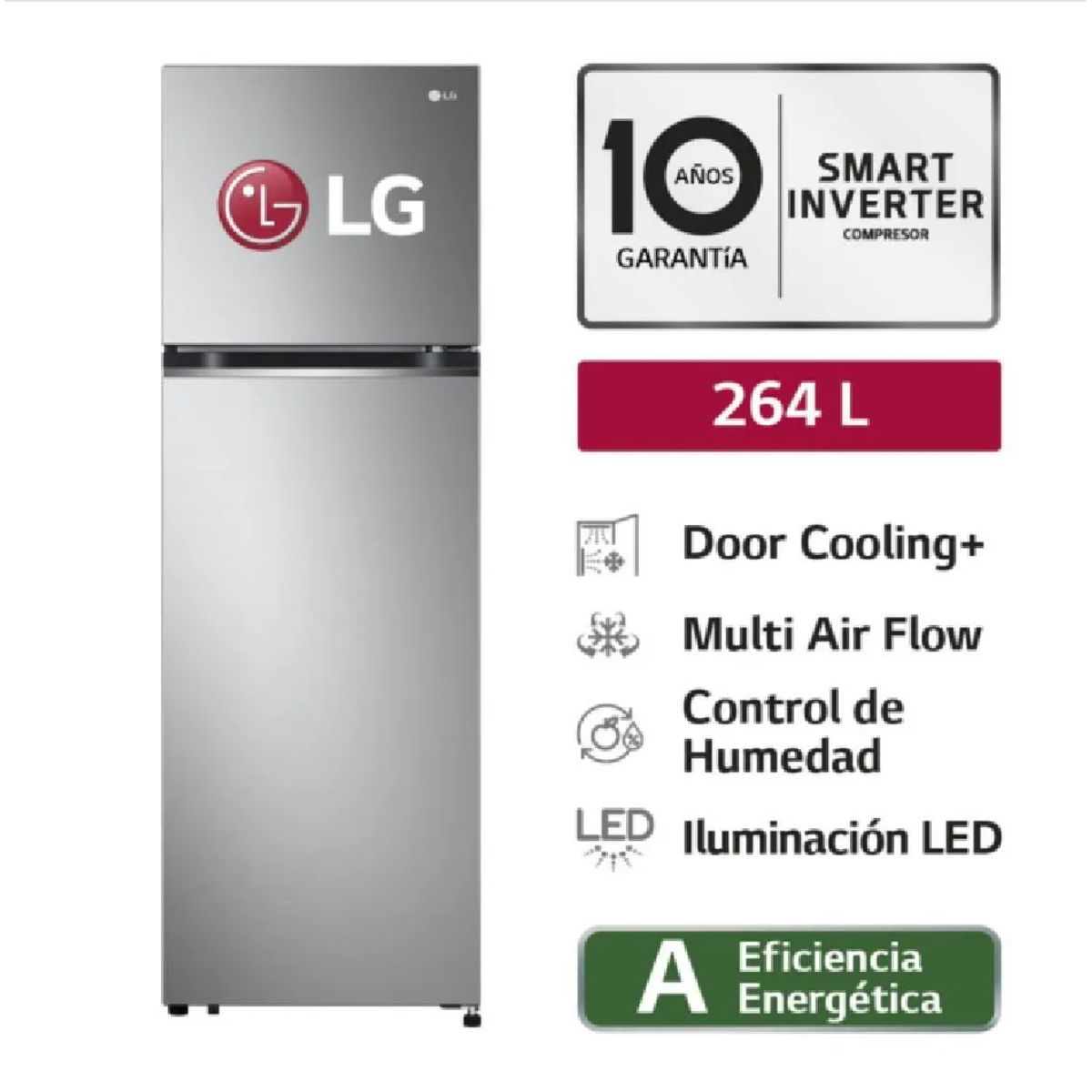 LG - REFRIGERADORA LG TOP FREEZER VT26BPY 264L PLATEADA