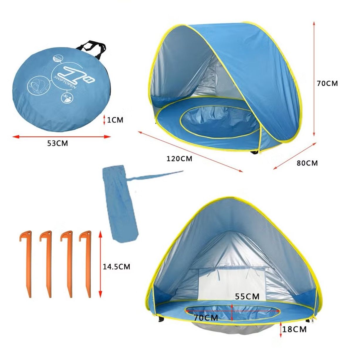 GENERICO - CARPA PARA BEBES CON PISCINA - CELESTE