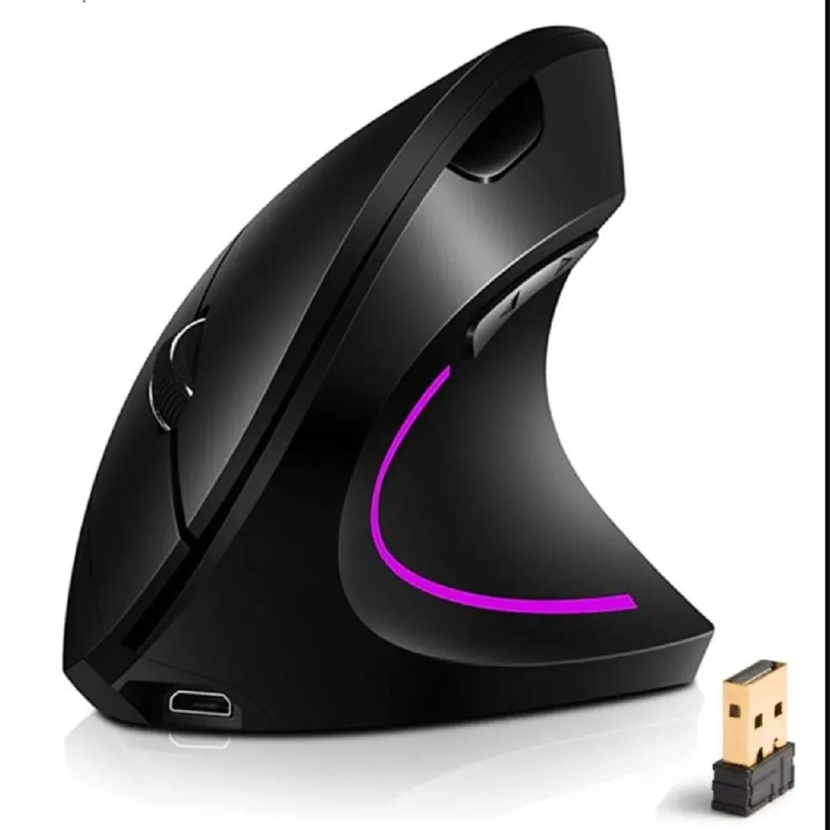 SEISA - Mouse inalambrico recargable  Ergonomico Vertical 2.4Ghz, USB 3.0