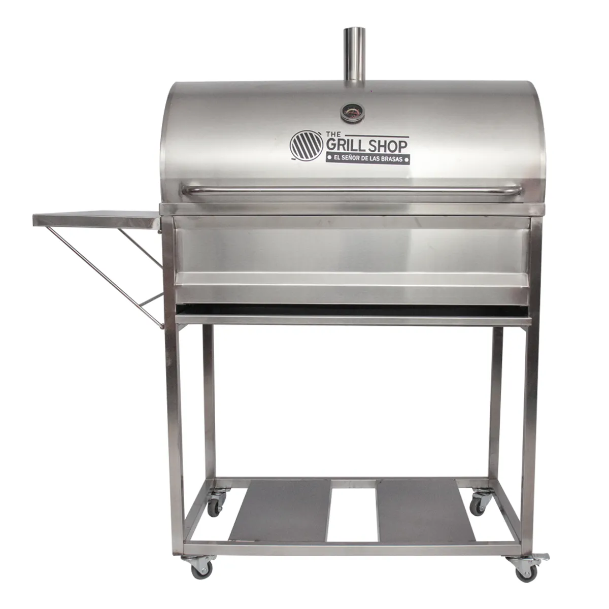 THE GRILL SHOP - Parrilla Grande Con Tapa de Acero Inoxidable+carbón+cerveza+guantes