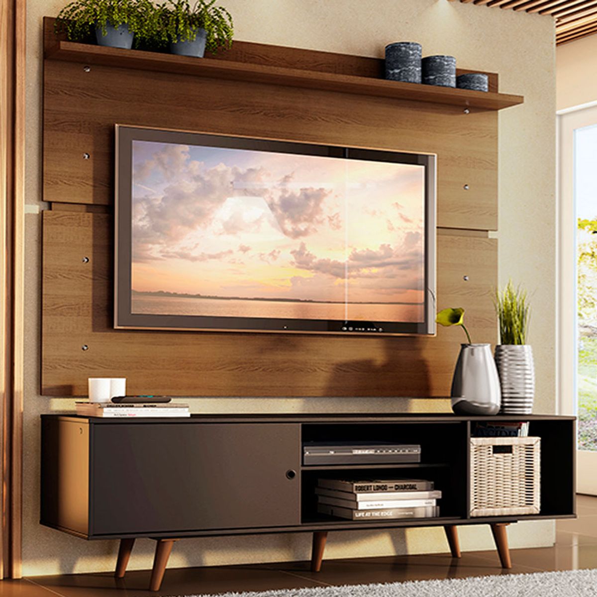 MADESA - Centro de Entretenimiento para TV Dubai Mesa y Panel Hasta 65 Pulgadas