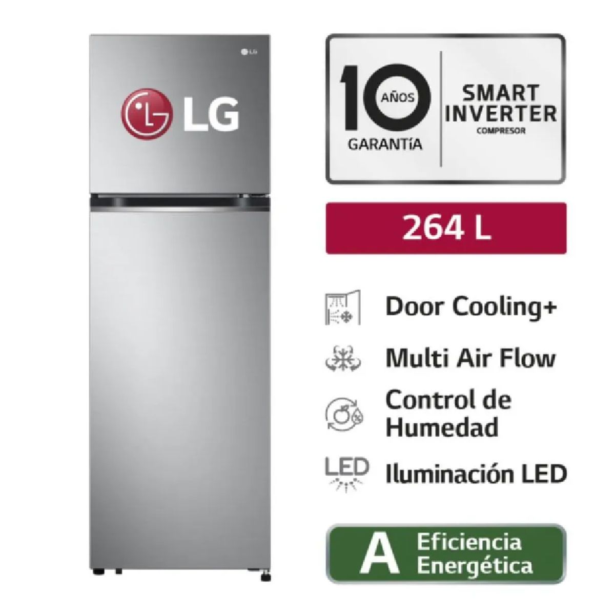 LG - REFRIGERADORA LG TOP FREEZER GT26BPP 264L PLATEADA