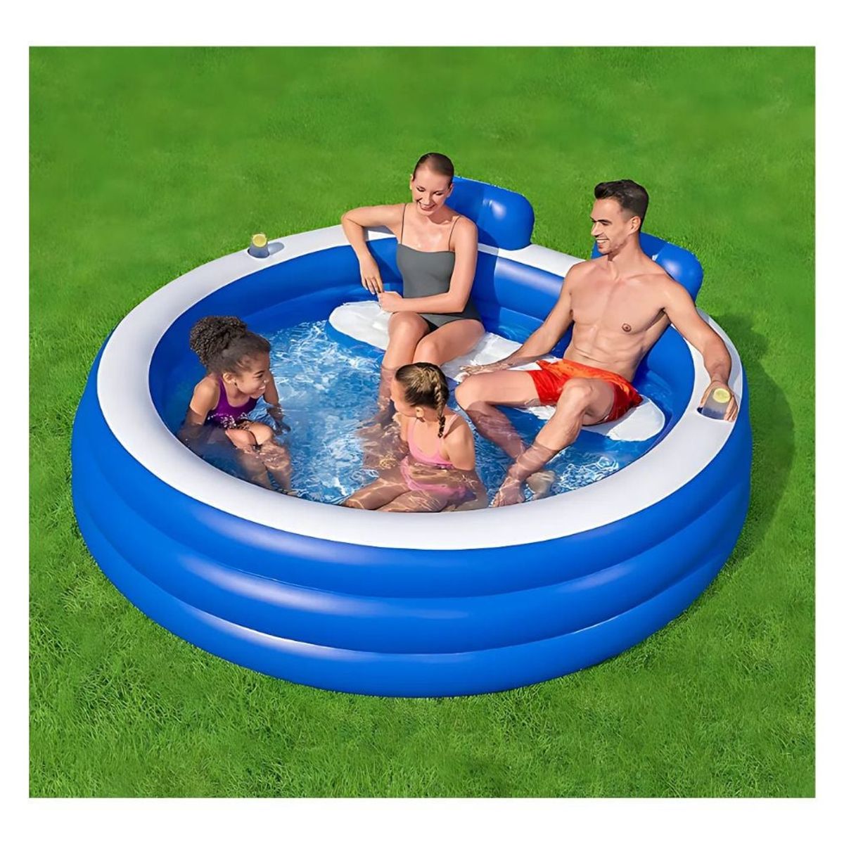 BESTWAY - Piscina Inflable para Adultos y Familia con Portavasos
