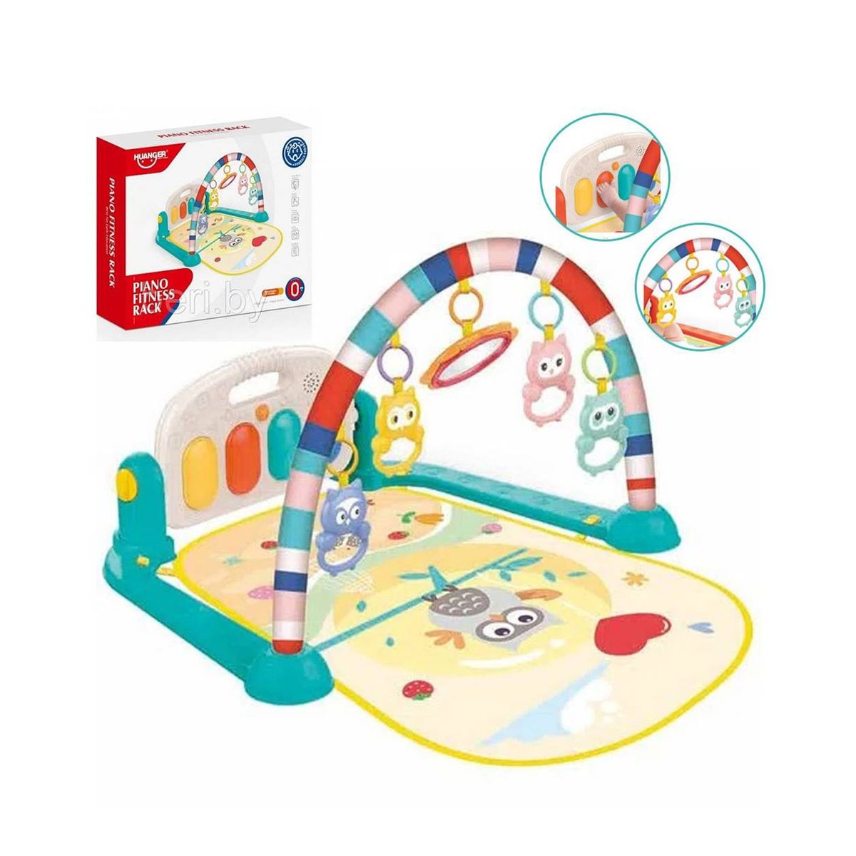 HUANGER - Gimnasio de bebe con Piano Musical Búho HE0650 Verde