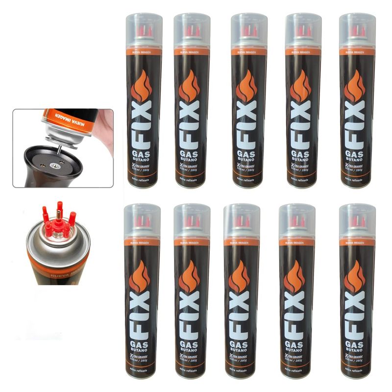 FIX - 10 Gas Butano FIX Ultra Refinado Recarga Todo Tipo Encendedores soplet