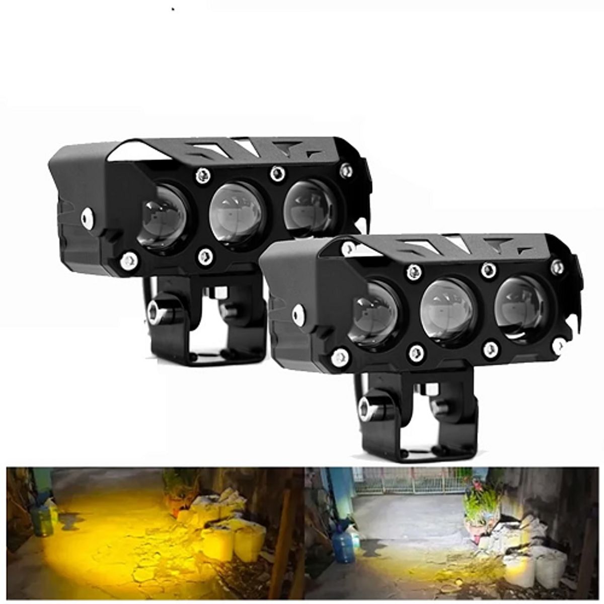 GENERICO - Faros Lupa Led Luz Doble Color De Moto Auto