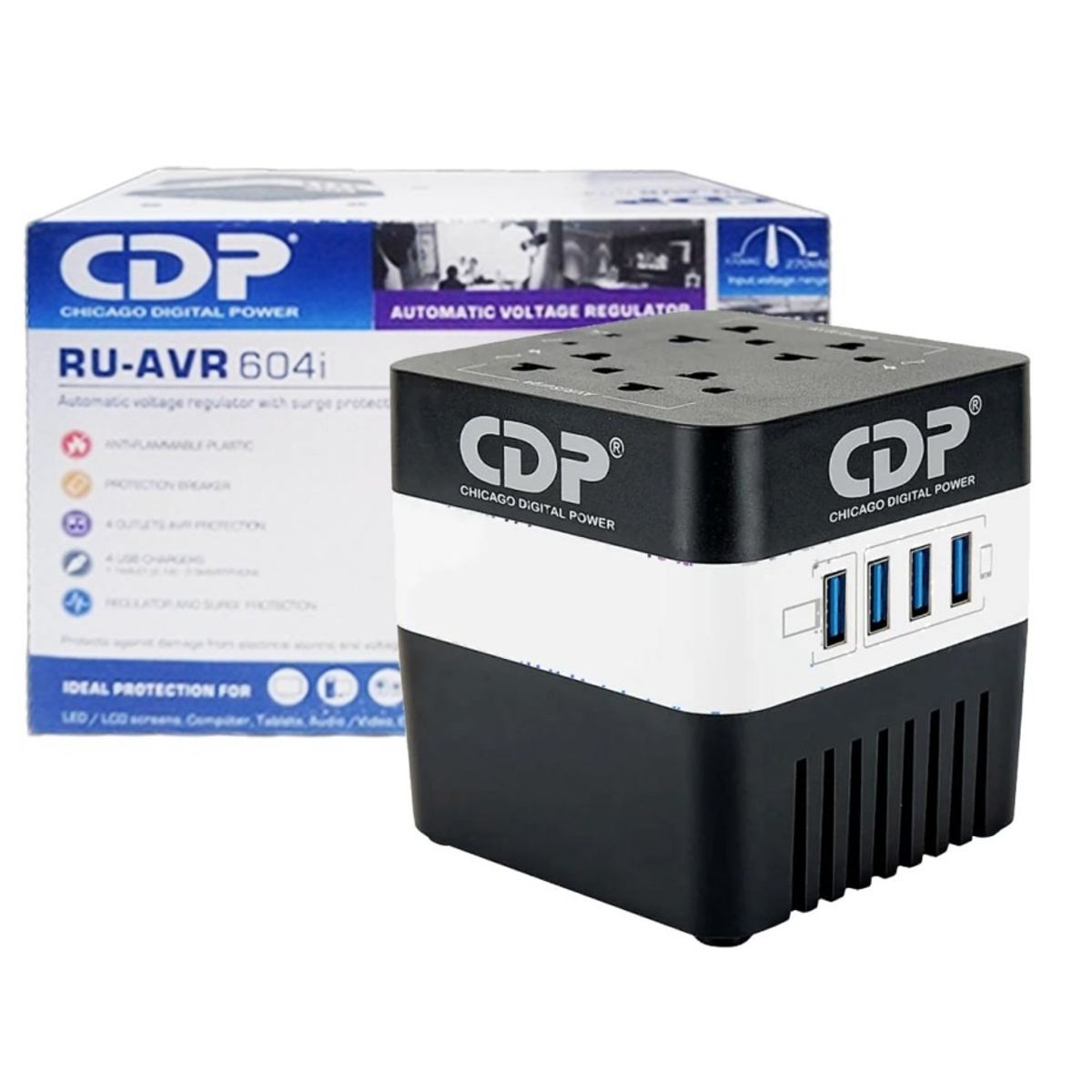 CDP - ESTABILIZADOR CDP 600VA 300W 4 PUERTOS USB