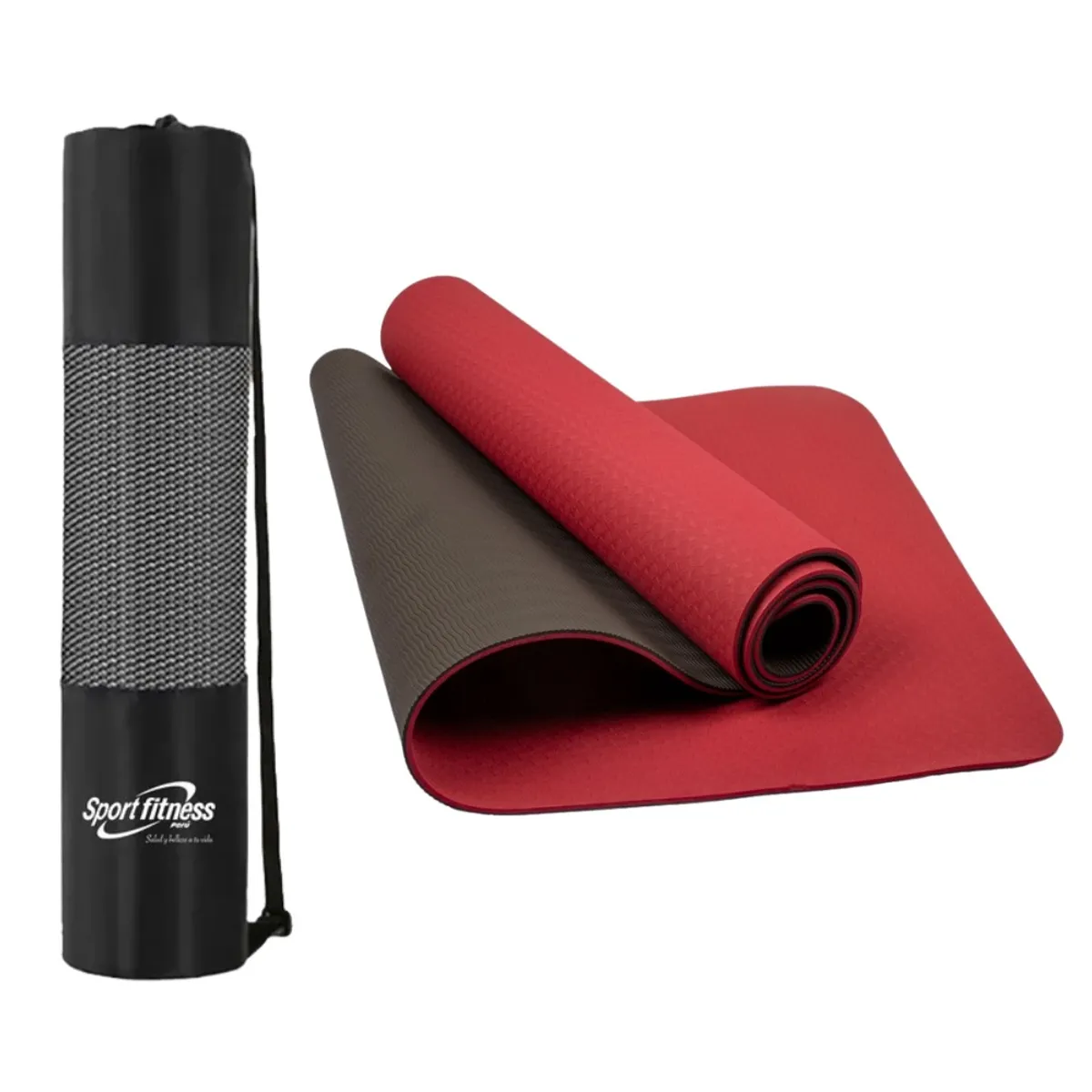 SPORT FITNESS - Mat Yoga Eco Friendly Reversible+ Bolsa transportadora  -   Rojo