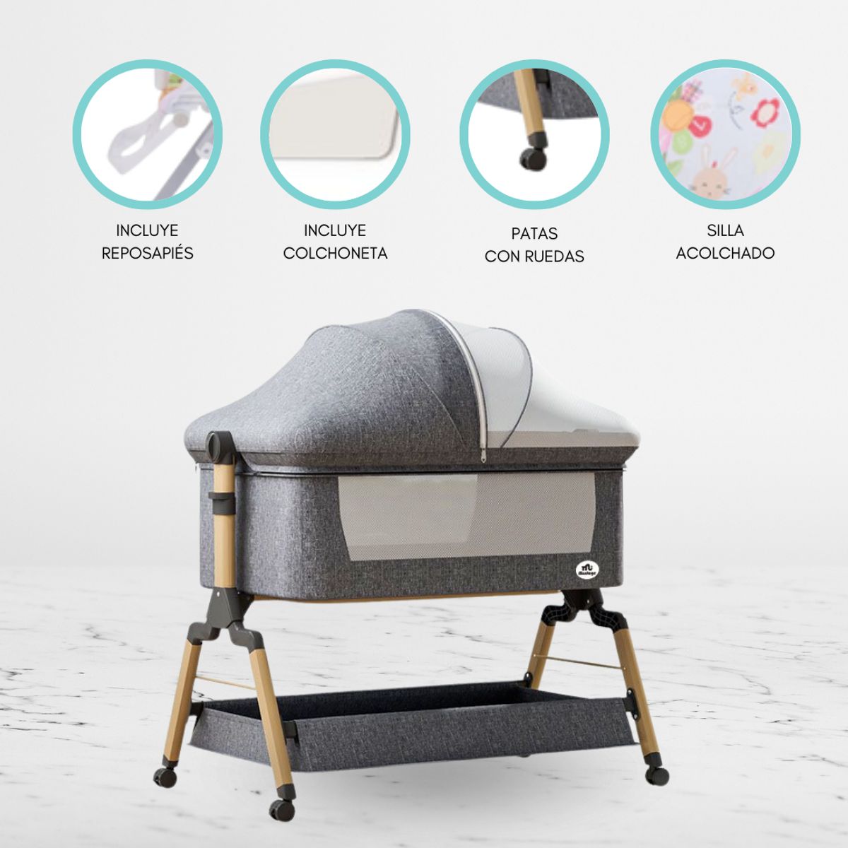 INFANTI - Cuna Colecho para Bebé «COZY» Gray