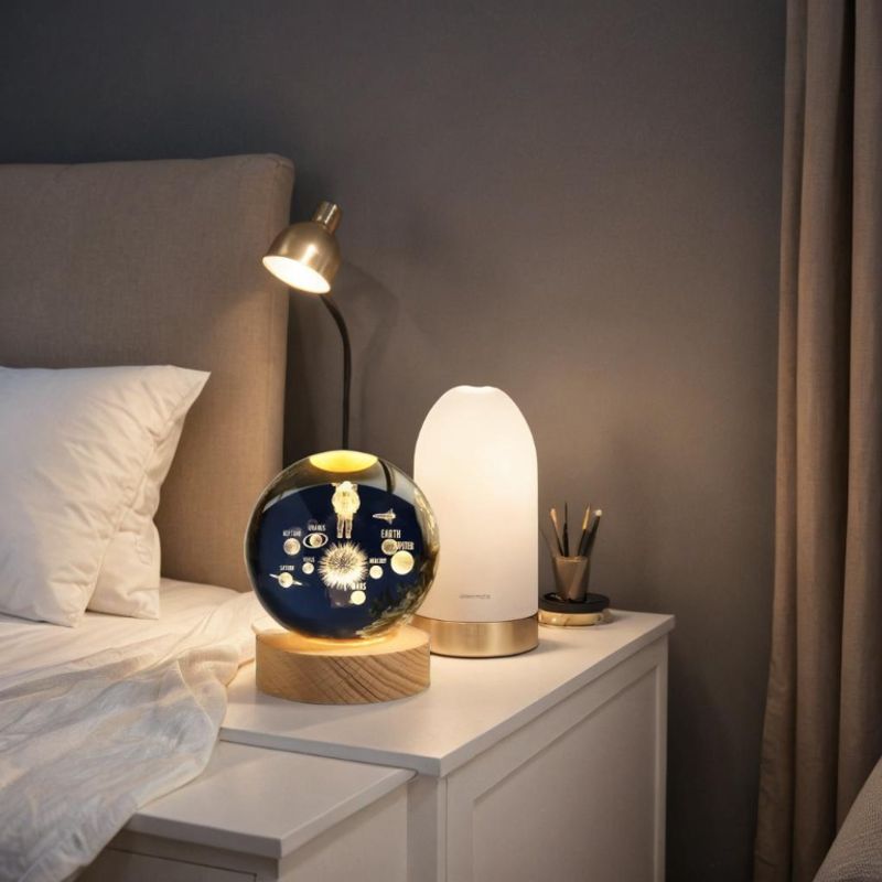 GENERICO - ESFERA DE CRISTAL GRANDE LÁMPARA LED ADORNO ASTRONAUTA DECORATIVO 3D