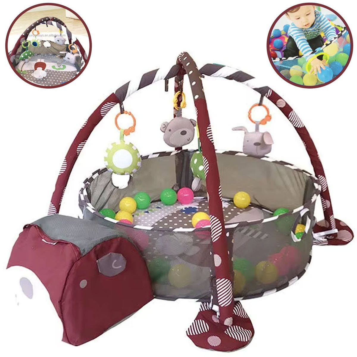 BABY - Gimnasio de Bebe Didáctico 3 en 1 con Pelotas Osito