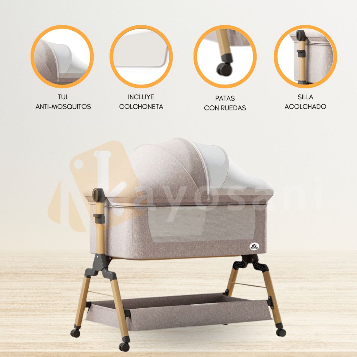 CUZKA - Cuna Colecho para Bebé «COZY» Beige