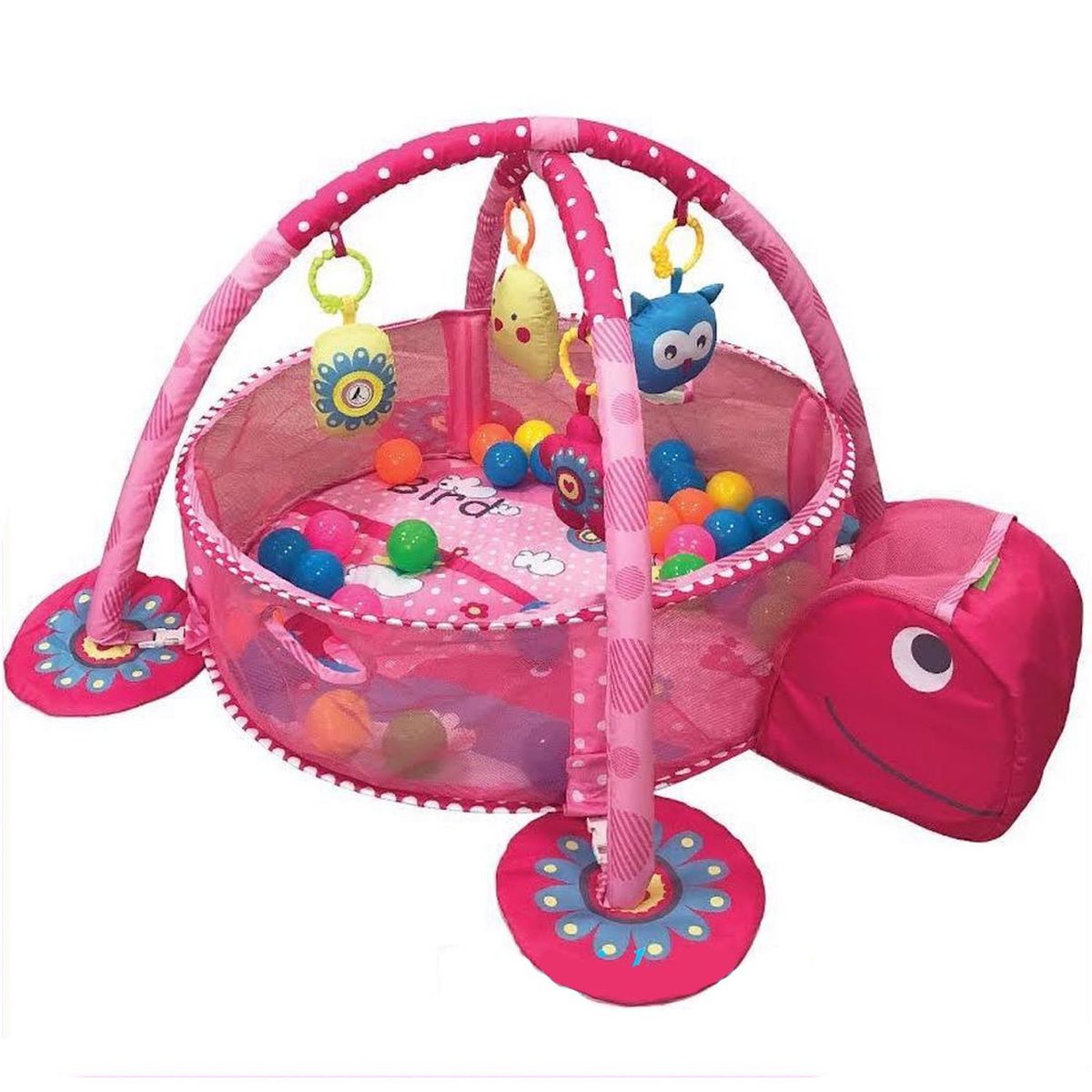 BABY - Gimnasio de Bebe Didáctico 3 en 1 con Pelotas Tortuga Rosado
