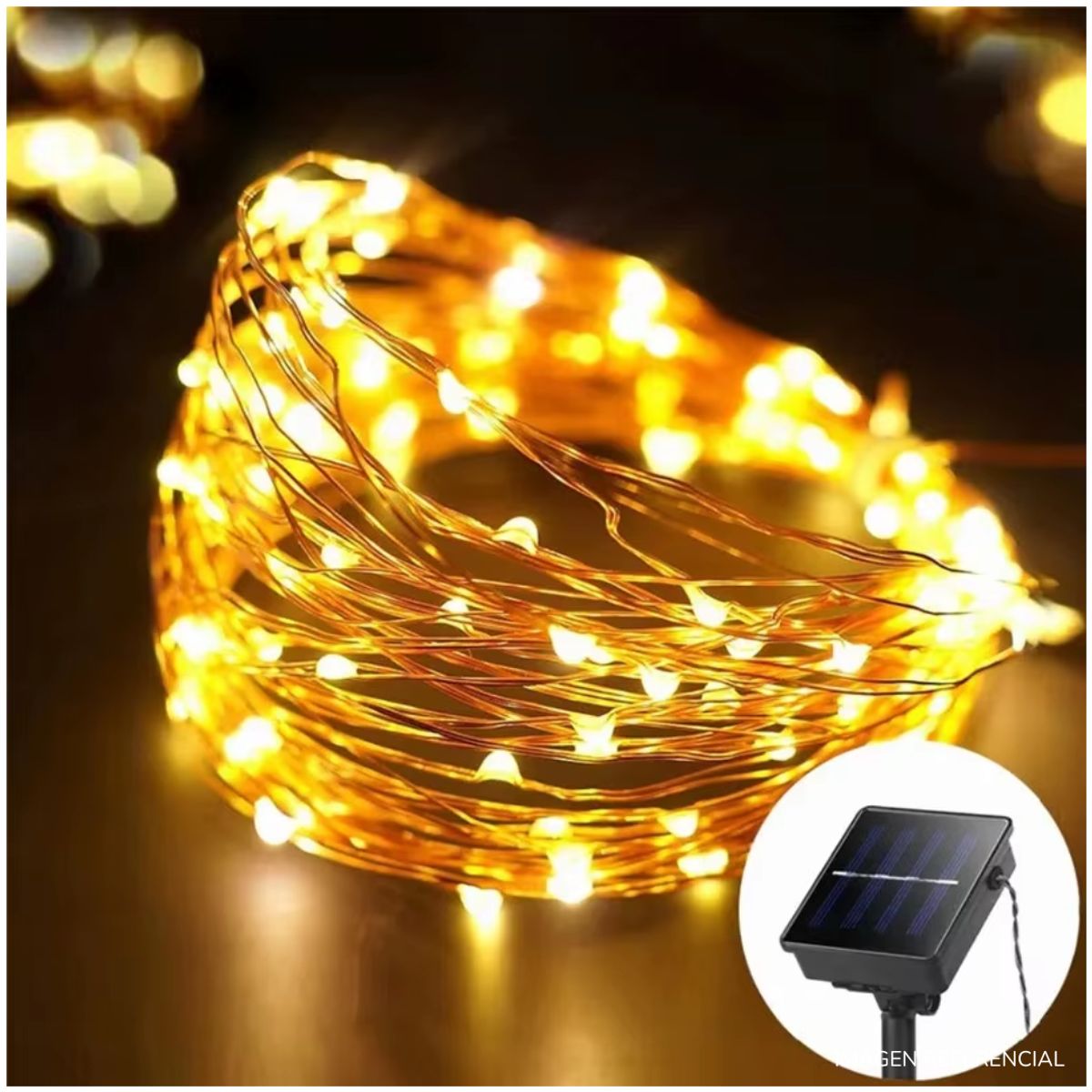 INSPIRA MARKET - Tira de Luces LED Navideñas con Panel Solar 10 M