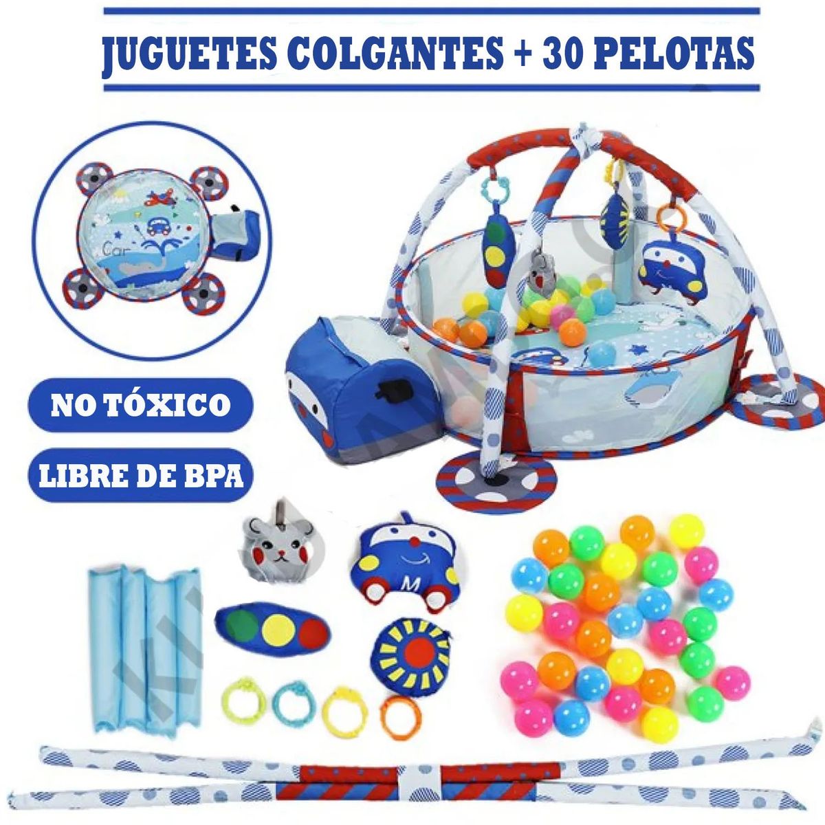 BABY - Gimnasio de Bebe Didáctico 3 en 1 con Pelotas Robot Azul