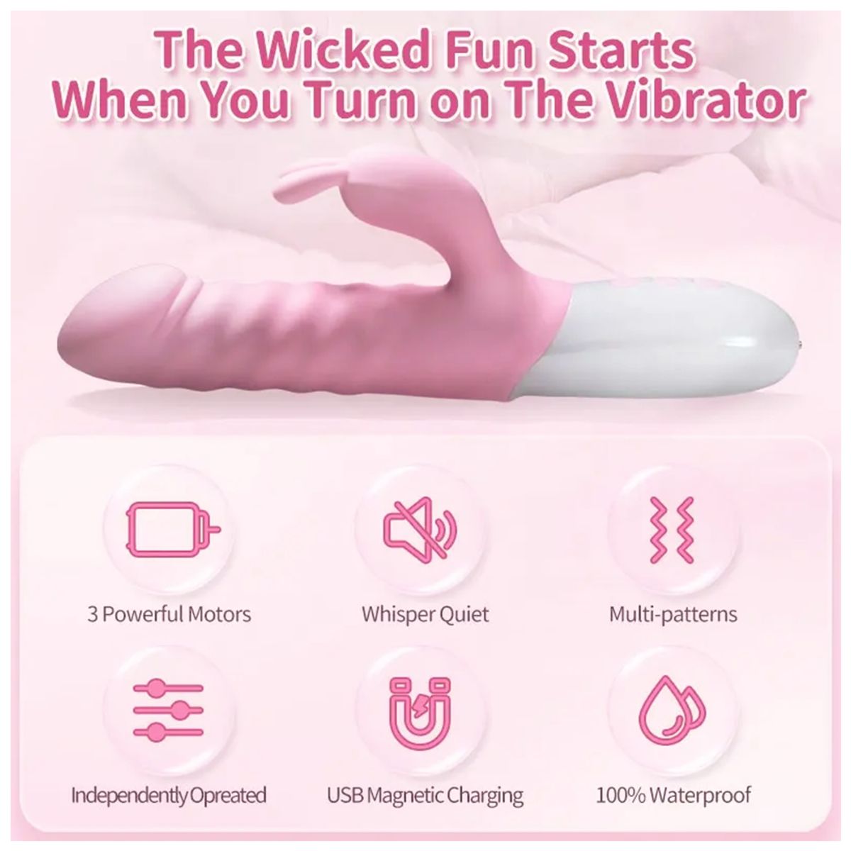 DR PINKY - Vibrador Rabbit Bunny Consolador para Mujer con Función de Empuje