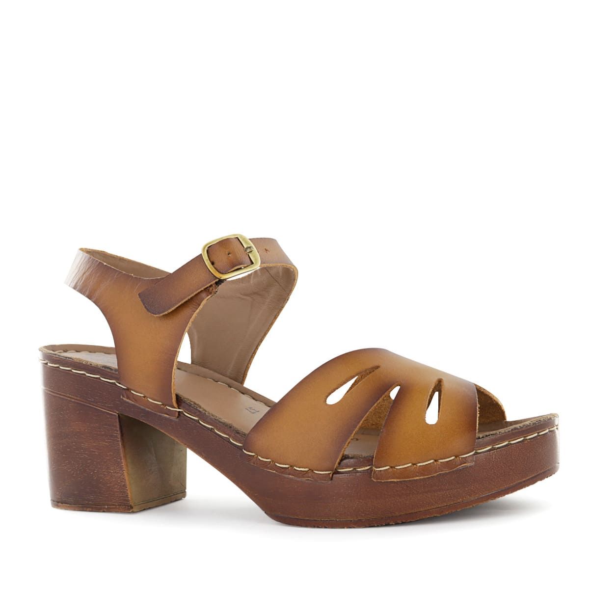 ECCO - Sandalias con Taco Mujer Ecco Telma01 Toffee Cuero Natural