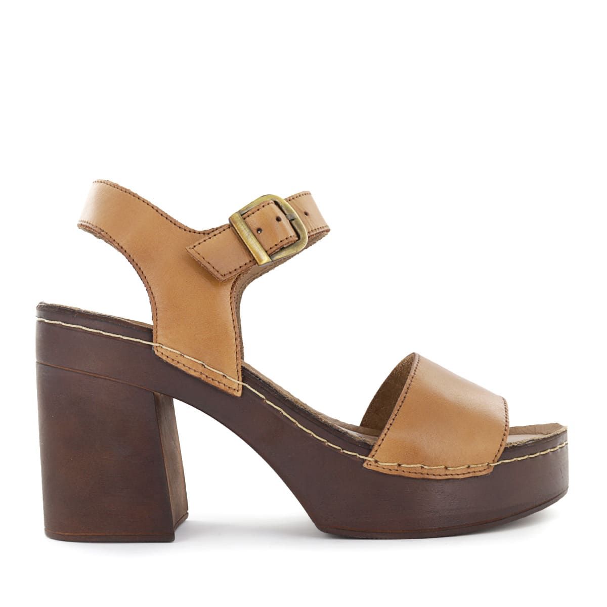 ECCO - Sandalias con Taco Mujer Ecco Triana01 Caramelo Cuero Natural