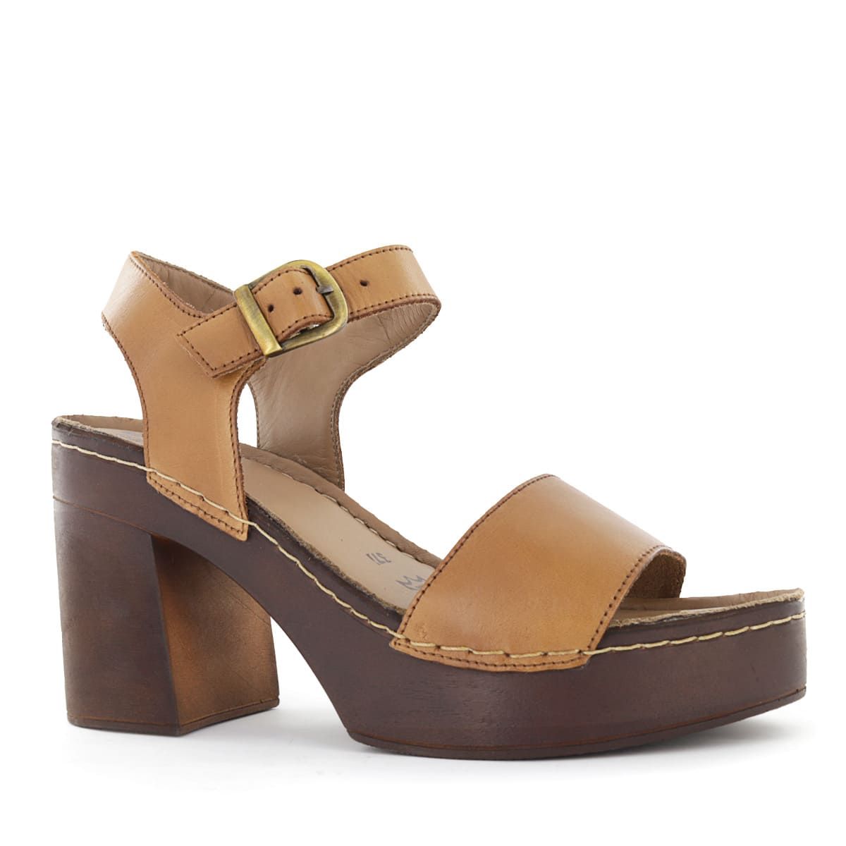 ECCO - Sandalias con Taco Mujer Ecco Triana01 Caramelo Cuero Natural