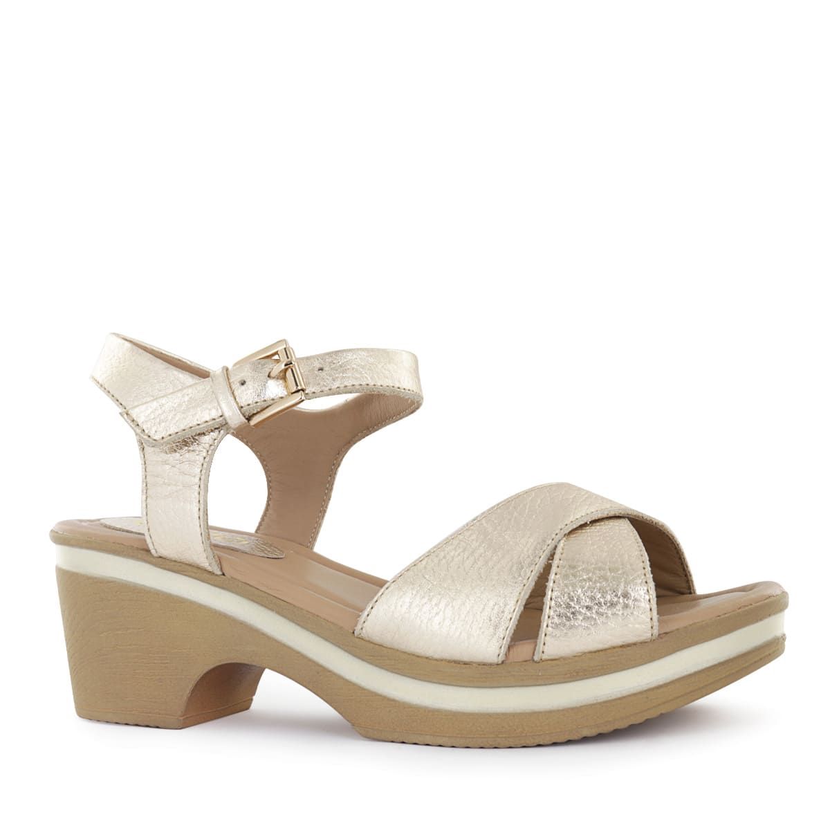 ECCO - Sandalias Mujer Ecco Alina10 Oro Cuero Folia