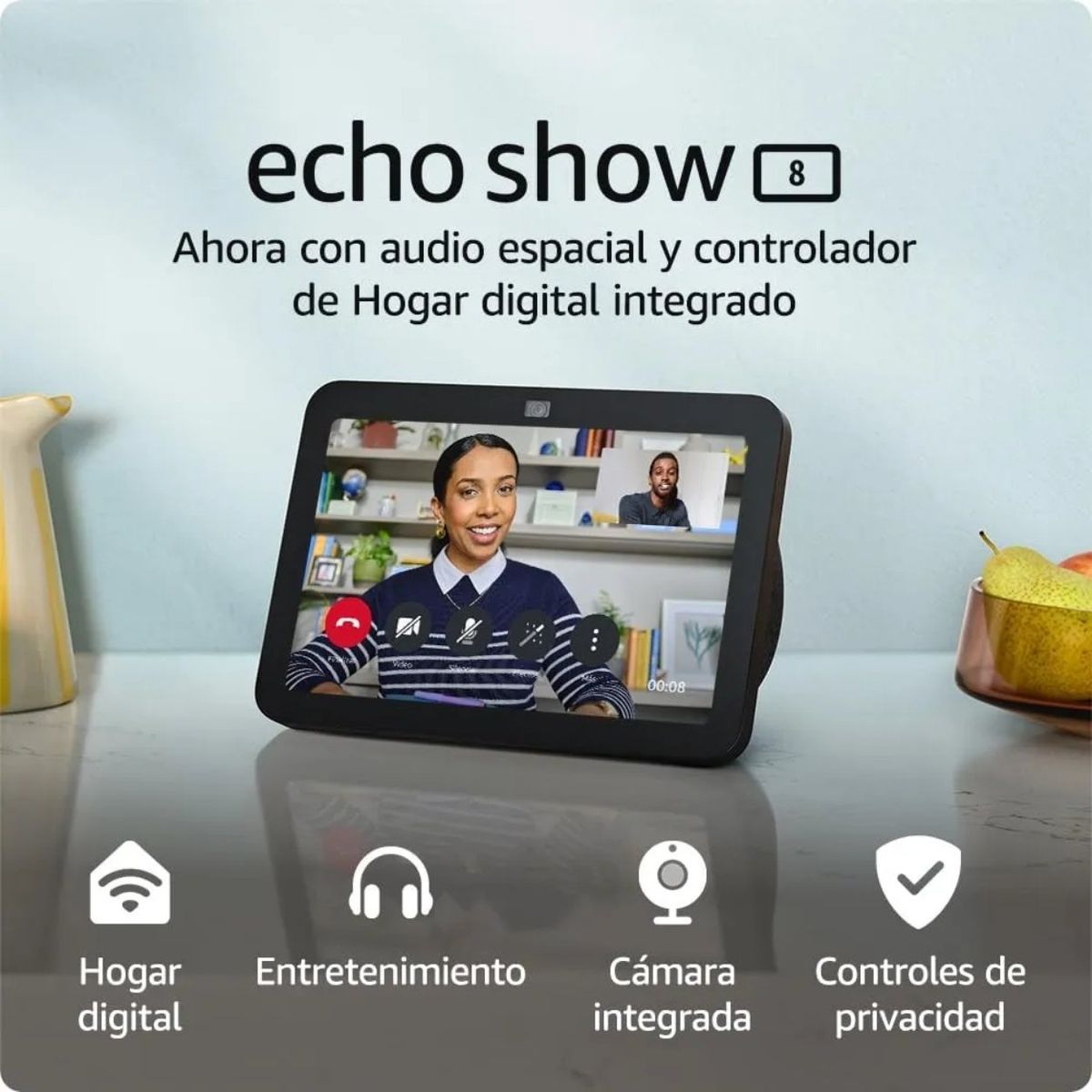 AMAZON - Parlante Inteligente Amazon Alexa Echo Show 8 3ra Gen Negro