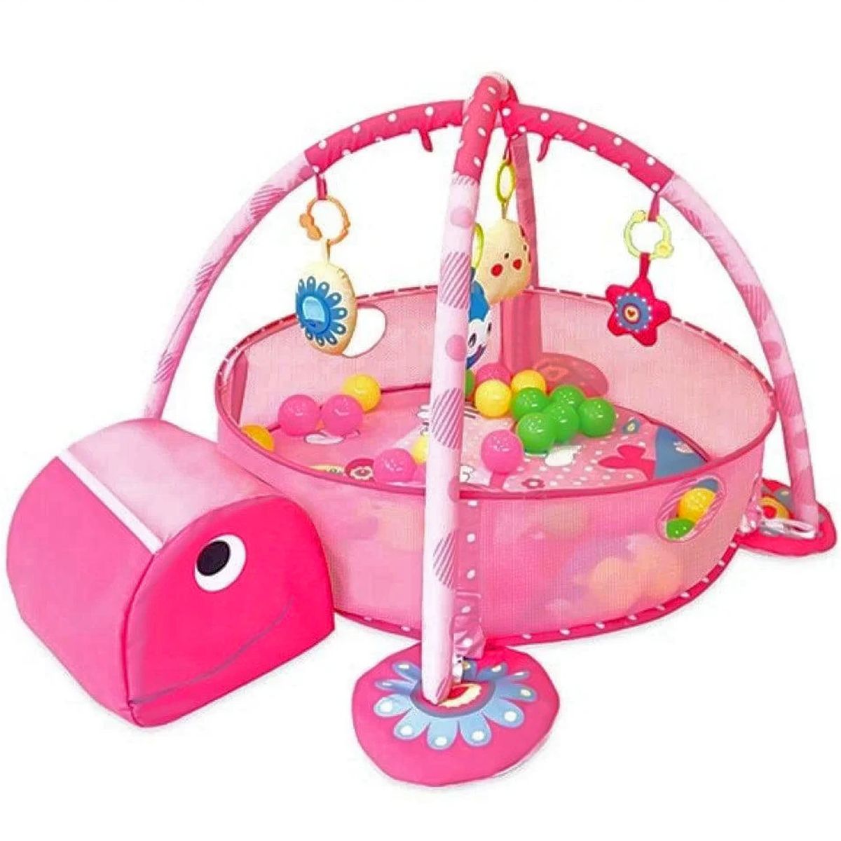 BABY - Gimnasio de Bebe Didáctico 3 en 1 con Pelotas Tortuga Rosado