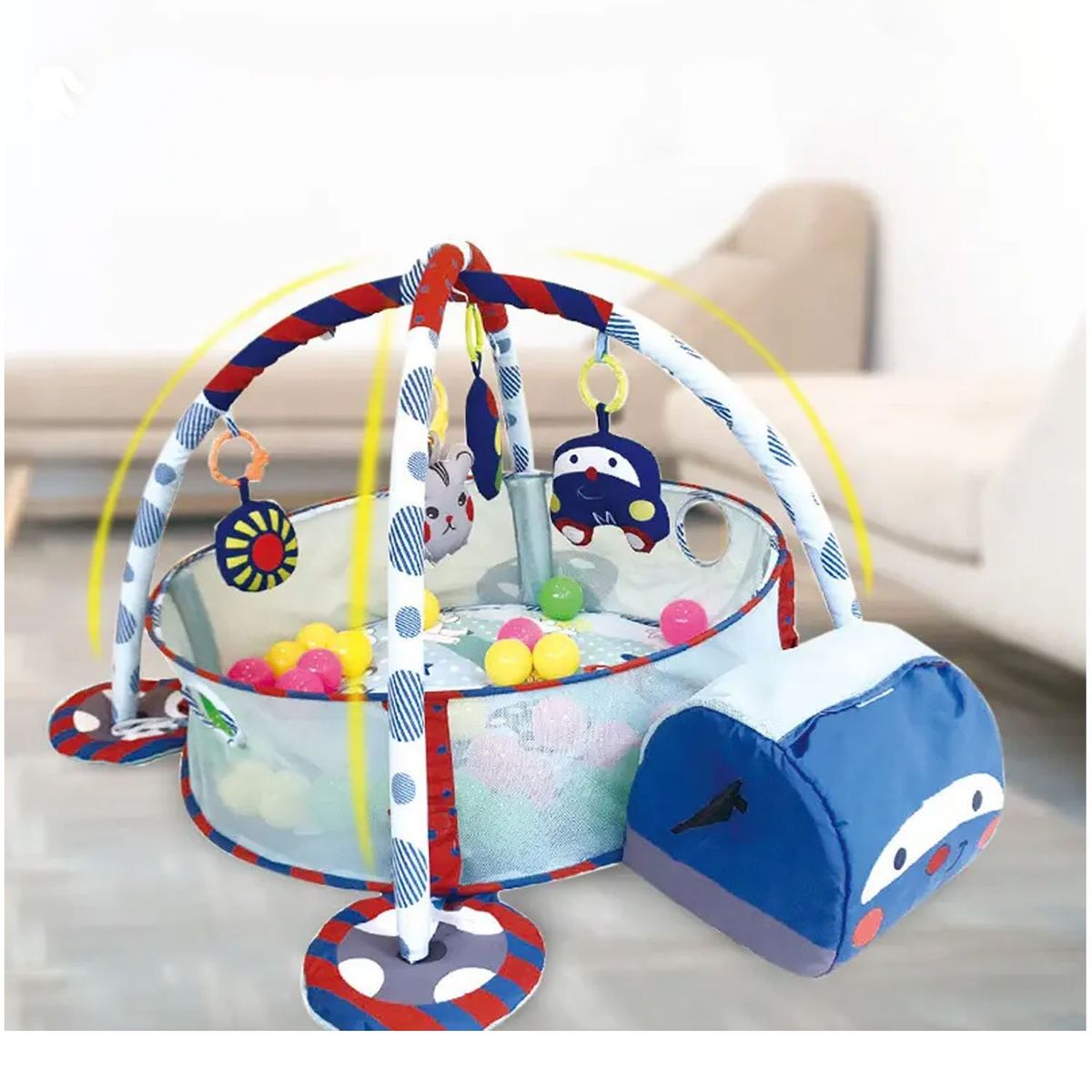 BABY - Gimnasio de Bebe Didáctico 3 en 1 con Pelotas Robot Azul