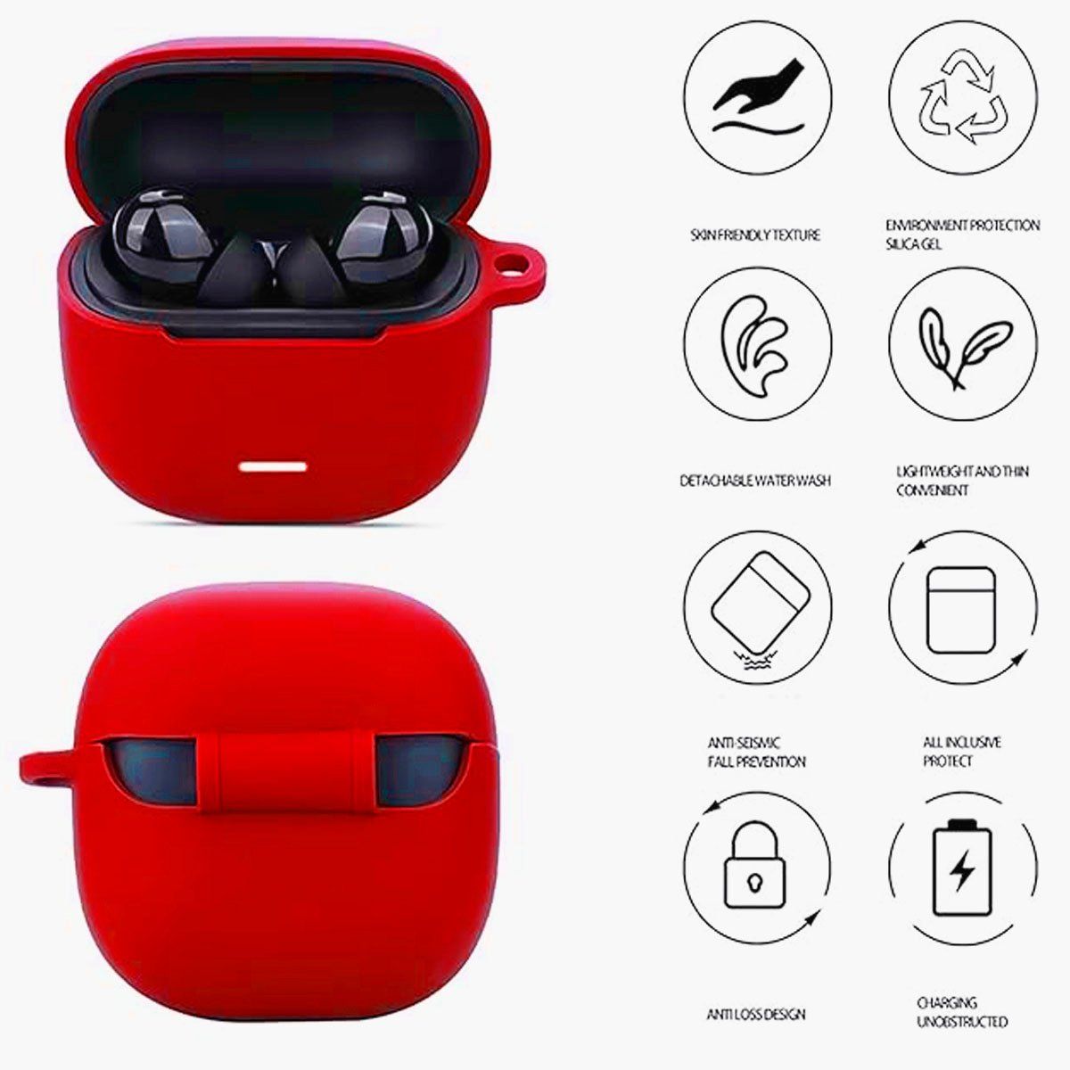 GENERICO - Funda Silicona para Audífonos Redmi Buds 6 Lite Rojo