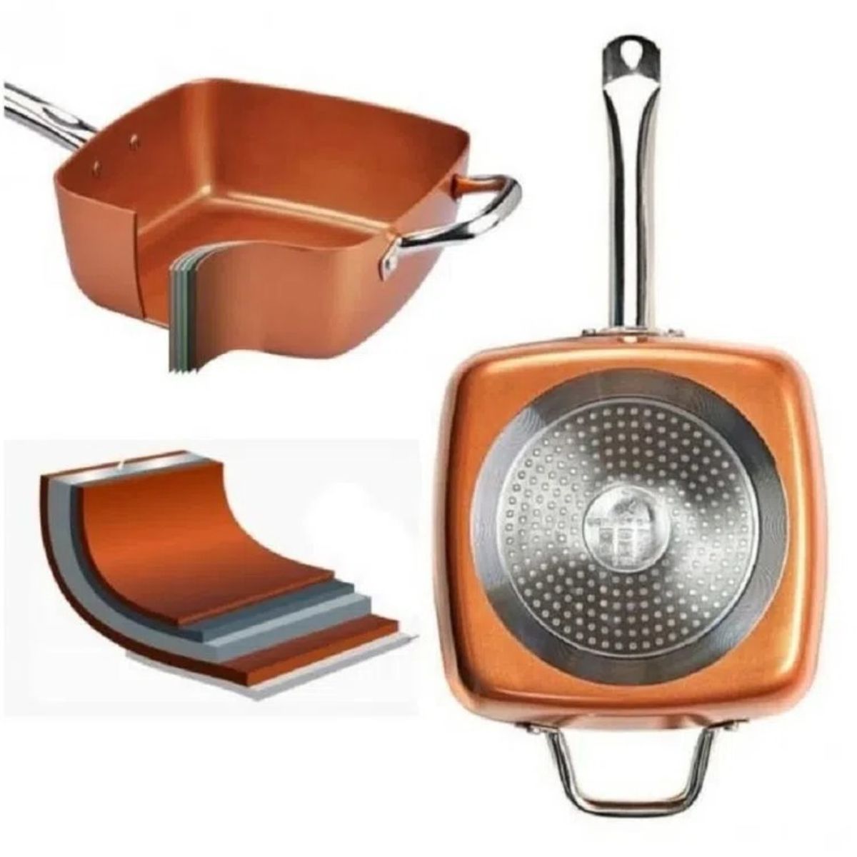 GENERICO - SARTEN CUADRADA COPPER PAN PREMIUM