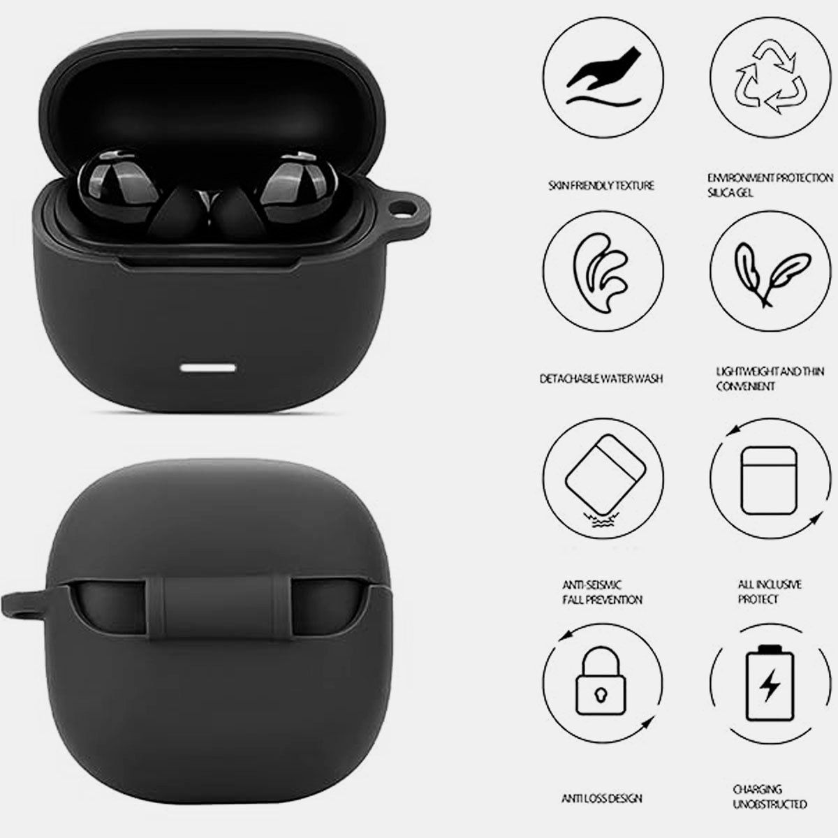 GENERICO - Funda Silicona para Audífonos Redmi Buds 6 Lite Negro