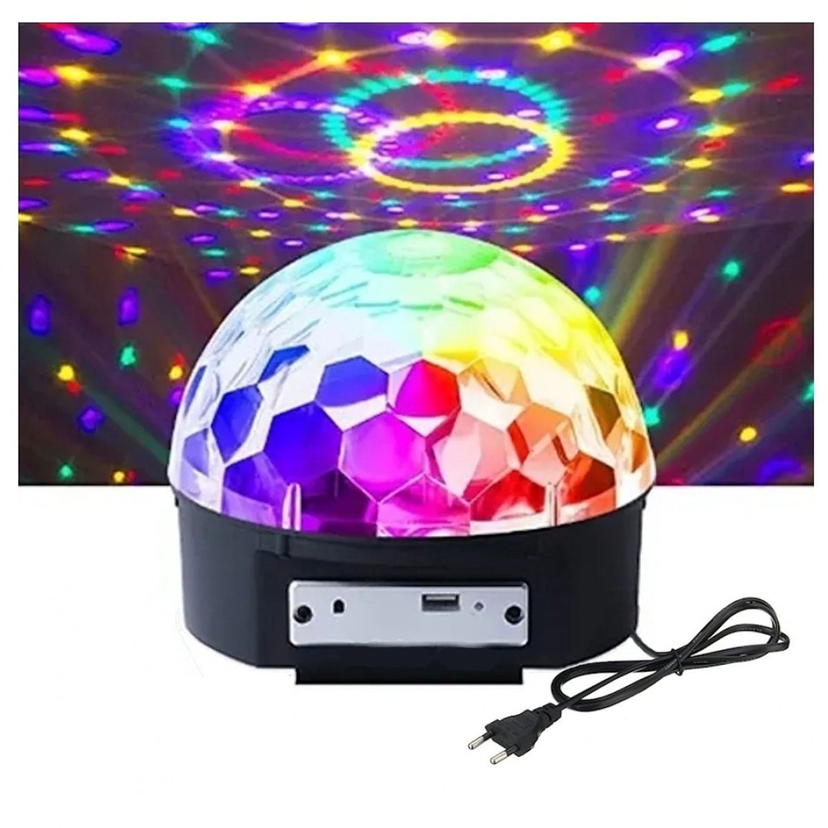 GENERICO - Luces Led Bola Discoteca Giratoria con Usb 3pza